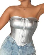 SHEIN SXY zip front bandana hem tube top - Image 2