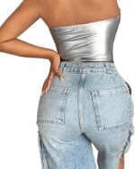 SHEIN SXY zip front bandana hem tube top - Image 3