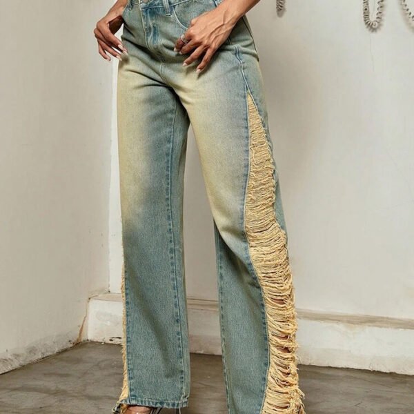 SHEIN Vintage Ripped Straight Leg Pants