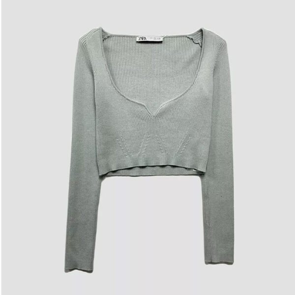 ZARA ribbed long-sleeve crop top