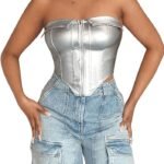 SHEIN SXY zip front bandana hem tube top