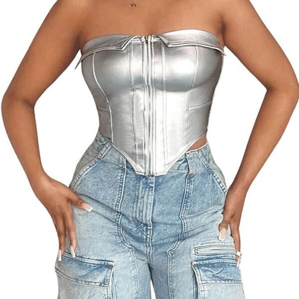 SHEIN SXY zip front bandana hem tube top