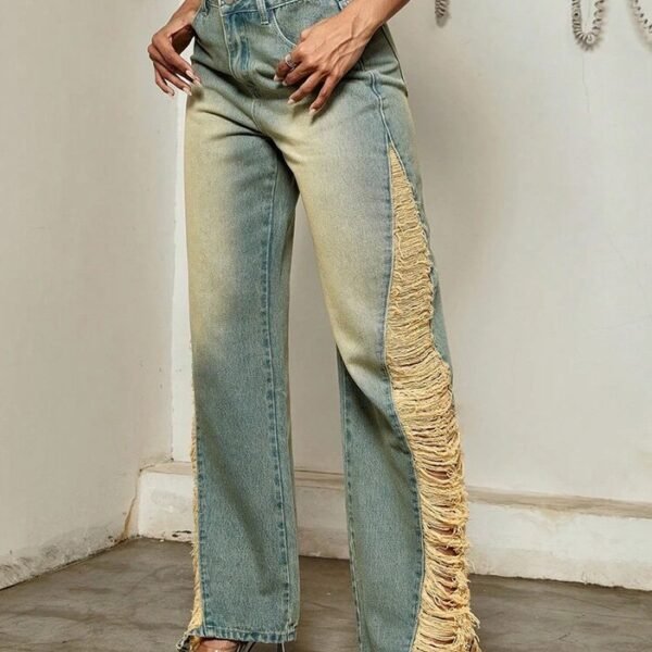 SHEIN Vintage Ripped Straight Leg Pants