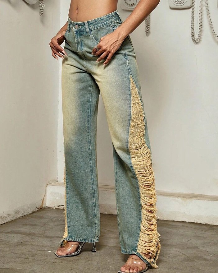 SHEIN-Vintage-Ripped-Straight-Leg-Pants.jpg SHEIN Vintage Ripped Straight Leg Pants - Image 1