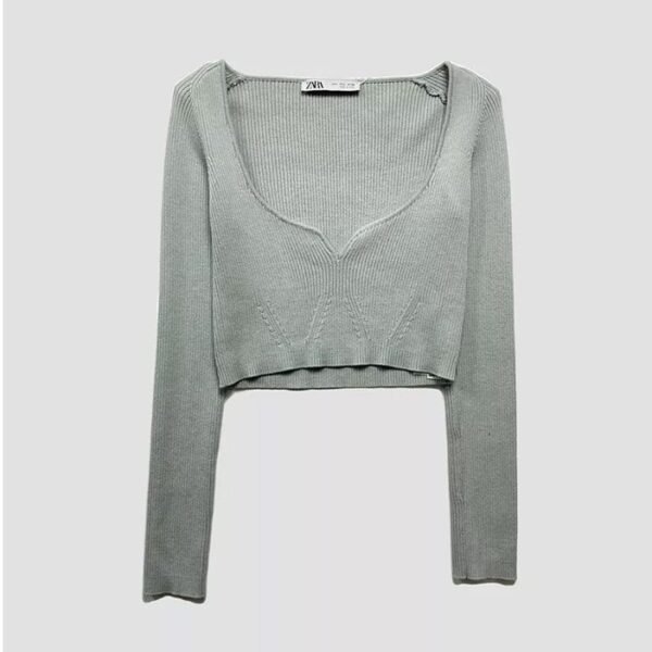 ZARA ribbed long-sleeve crop top