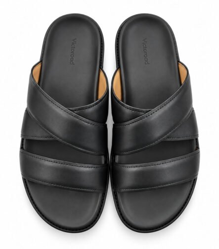 Criss-Cross Padded Slides - Black