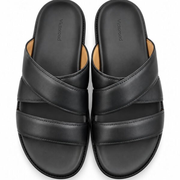 Criss-Cross Padded Slides - Black