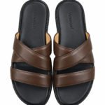 Criss-Cross Padded Slides - Brown
