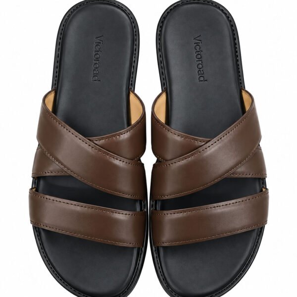 Criss-Cross Padded Slides - Brown
