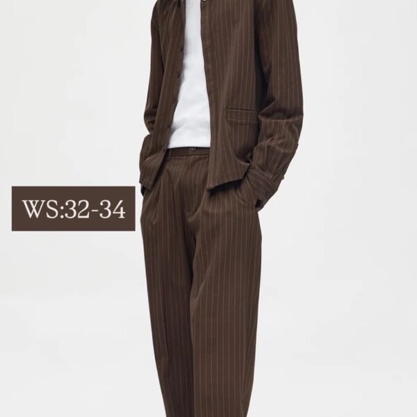 NovaMEN Brown Pinstripe Wide-Leg Trousers