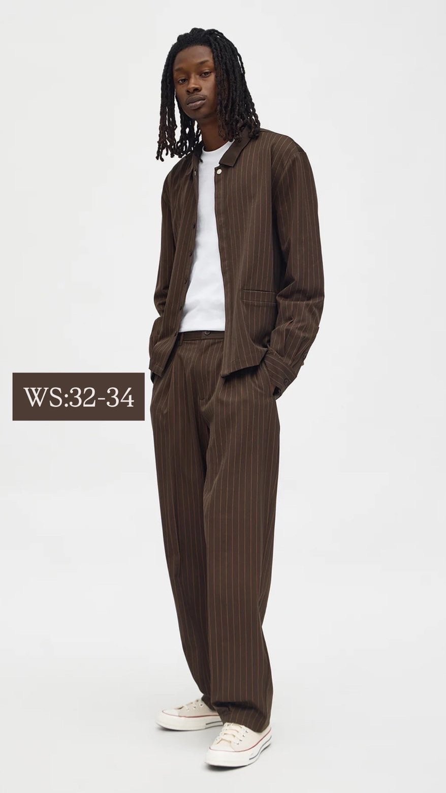 IMG_3677 NovaMEN Brown Pinstripe Wide-Leg Trousers - Image 1