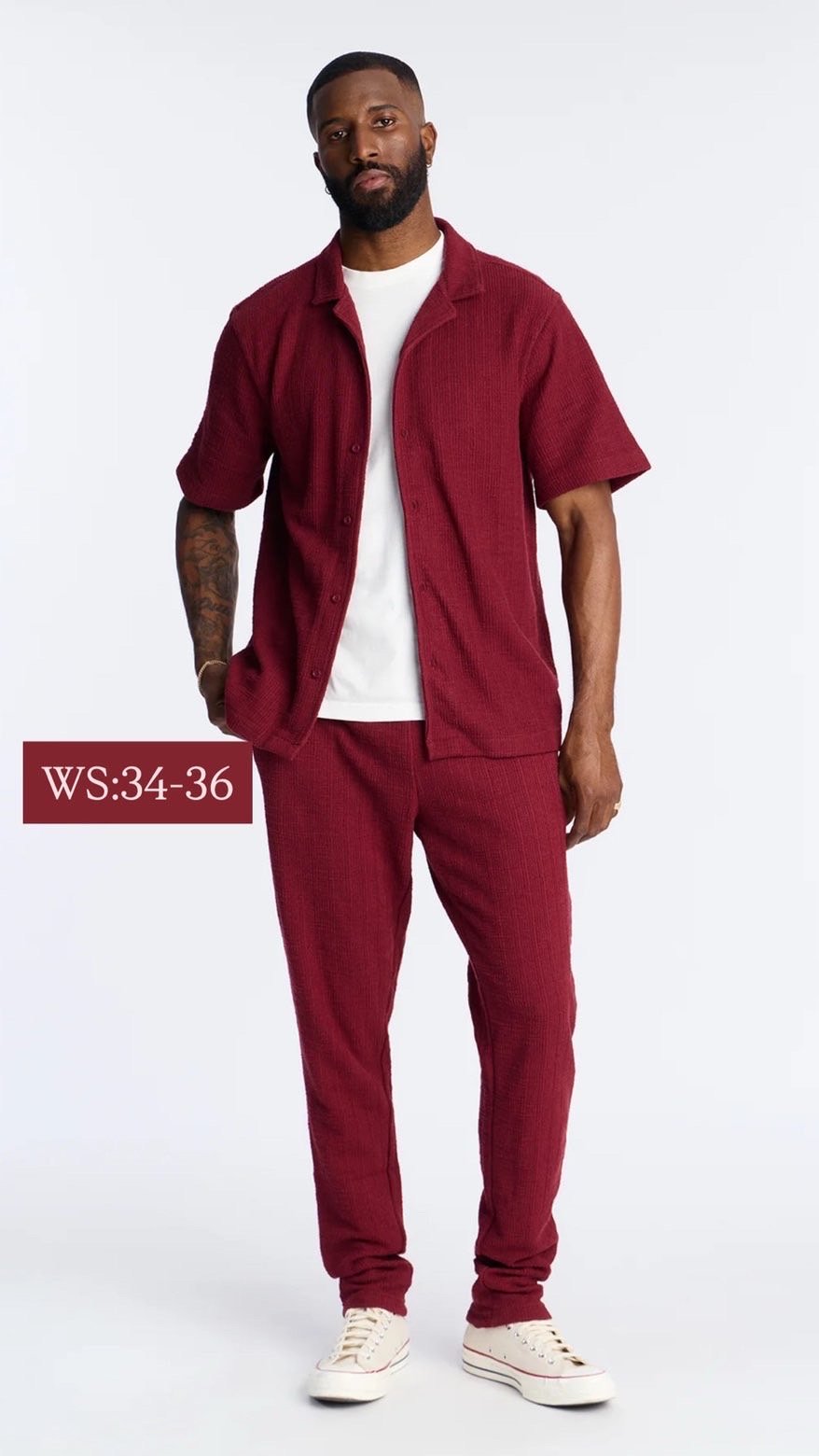 IMG_3684 NovaMEN Burgundy Textured Slim-Fit Trousers - Image 1
