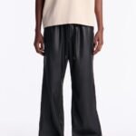 NovaMEN Black Side-Zip Wide-Leg Trousers