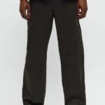 NovaMEN Washed Black Panelled Wide-Leg Trousers