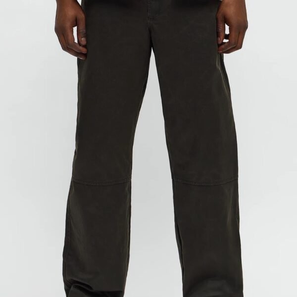 NovaMEN Washed Black Panelled Wide-Leg Trousers