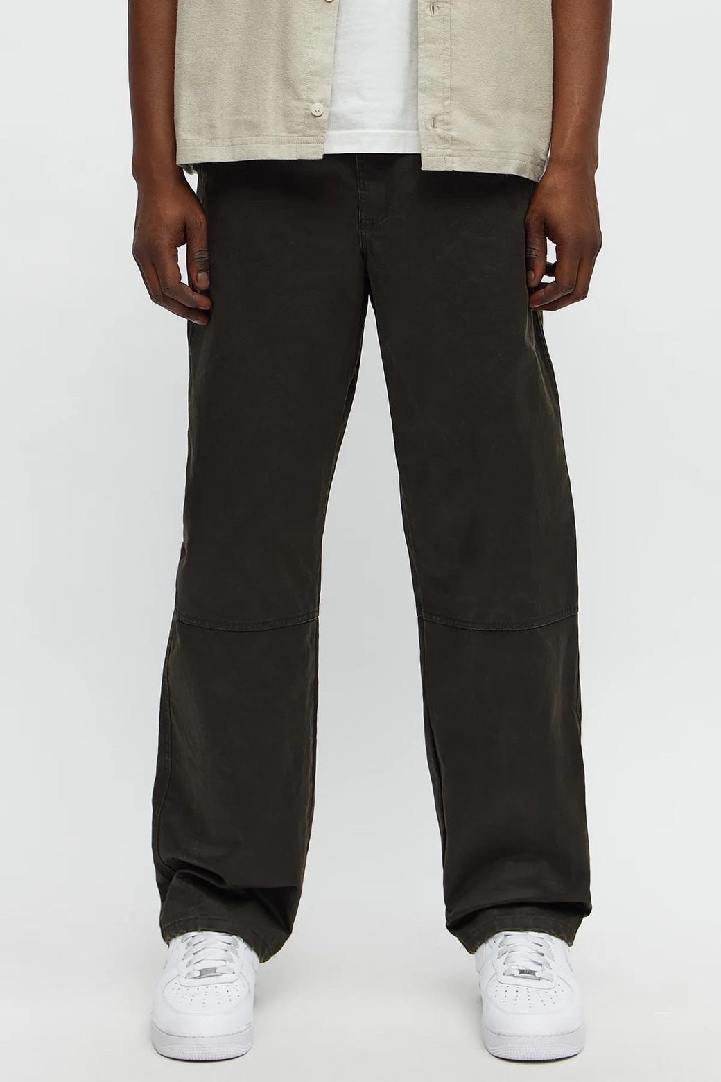 IMG_3696 NovaMEN Washed Black Panelled Wide-Leg Trousers - Image 1