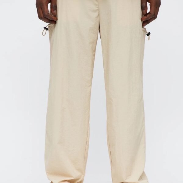 NovaMEN Cream Wide-Leg Cargo Trousers