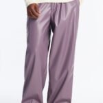NovaMEN Mauve Faux-Leather Wide-Leg Trousers