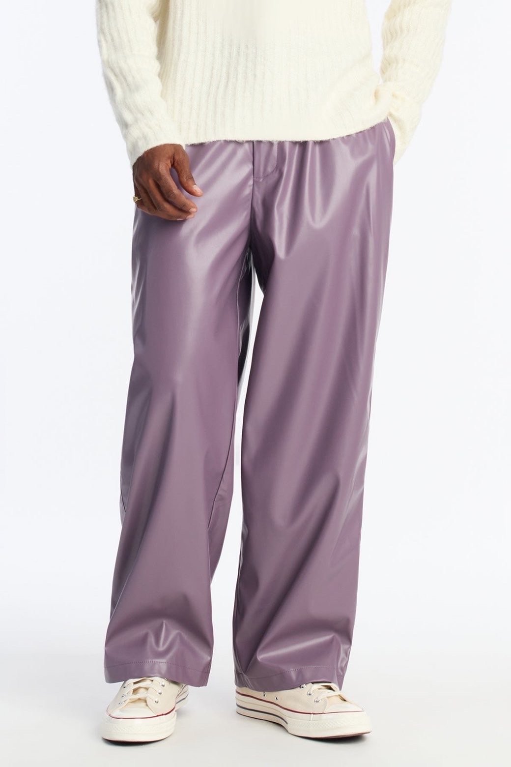IMG_3707 NovaMEN Mauve Faux-Leather Wide-Leg Trousers - Image 1