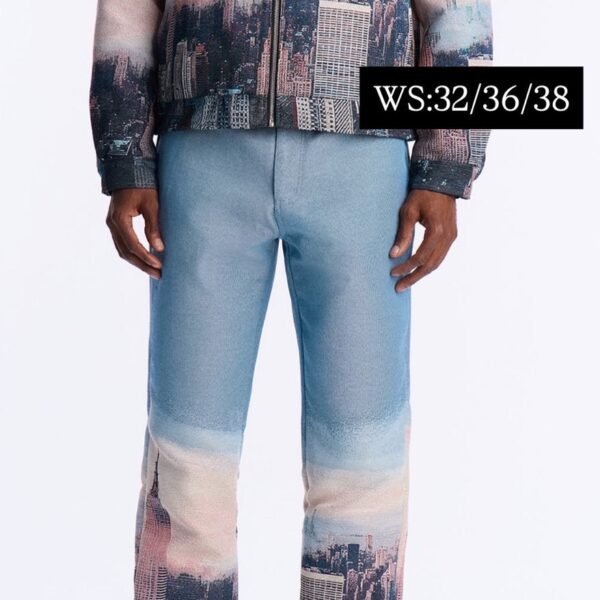 NovaMEN Blue Cityscape Straight-Leg Trousers