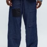 NovaMEN Dark-Wash Multi-Pocket Cargo Jeans