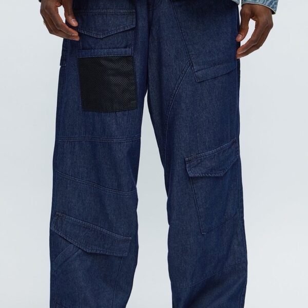NovaMEN Dark-Wash Multi-Pocket Cargo Jeans