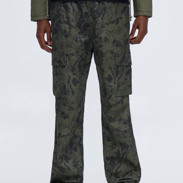 NovaMEN Olive Printed Cargo Trouser