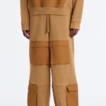 NovaMEN Camel Multi-Pocket Wide-Leg Cargo Trousers