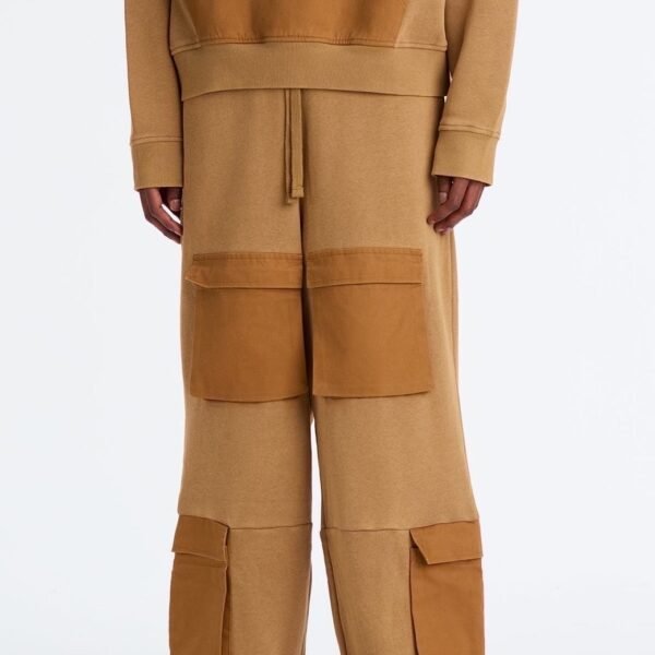 NovaMEN Camel Multi-Pocket Wide-Leg Cargo Trousers
