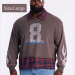 NovaMEN Grey Graphic Layered-Look Polo Shirt