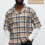 NovaMEN Beige Reckless Check Revere Shirt