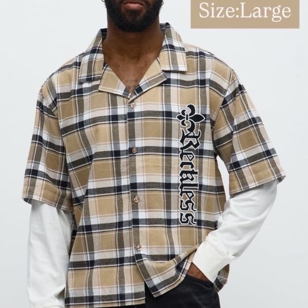 NovaMEN Beige Reckless Check Revere Shirt