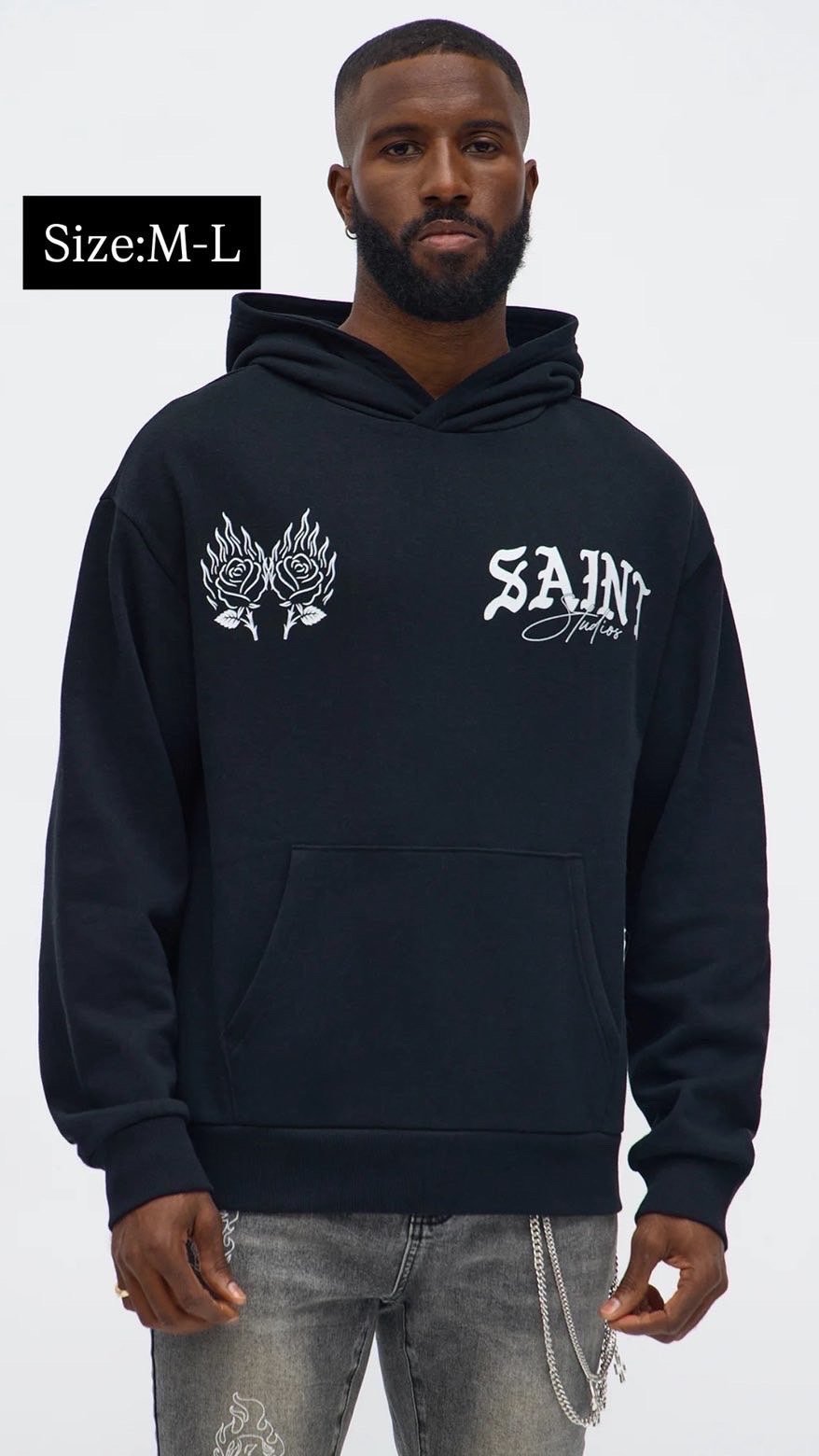 IMG_3748 NovaMEN Black Saint Studios Rose Graphic Hoodie - Image 1