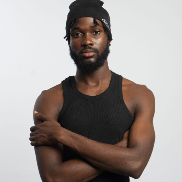 Spandex cap black – White