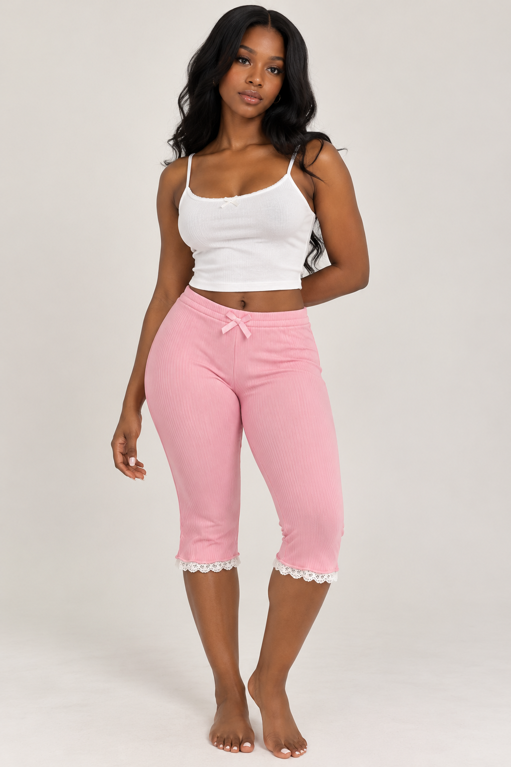 0361BC2D-4FD1-49D9-84DE-D8B2F6C3ED5F Pink capri pants - Image 1