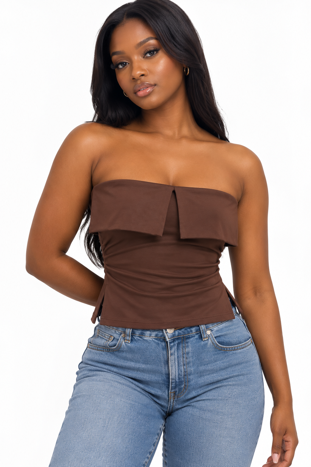 07BA3B07-D9FC-4D75-B619-F0D2C15BC4CD Primark Fold Over Bandeau Top - Image 1