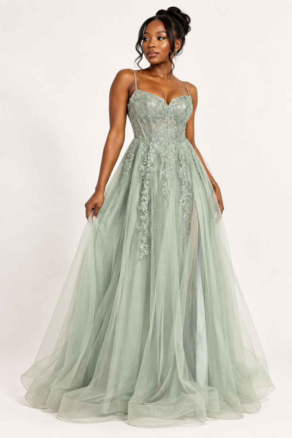 19DB7183-93B9-46AC-A1F3-C287E975DE4D Lauren Applique Tulle Formal Gown - Image 1