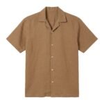 Cotton-linen Camp Collar Shirt (Brown)
