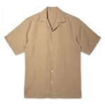 Cotton-linen Camp Collar Shirt (Khaki Brown)
