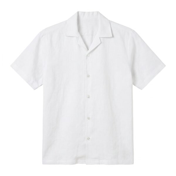 Cotton-linen Camp Collar Shirt (White)