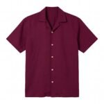 Cotton-linen Camp Collar Shirt (Burgundy)