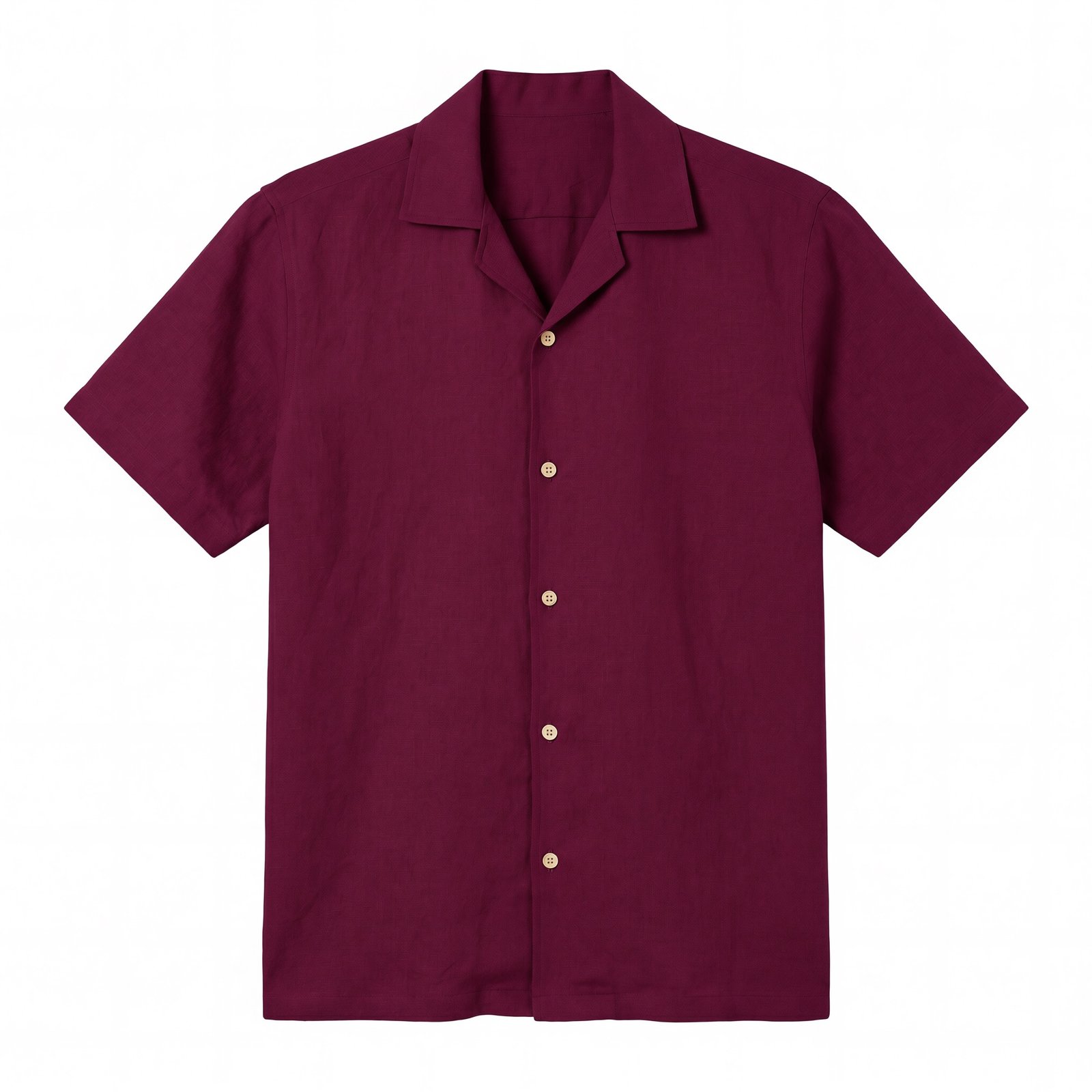 2cotton-linen-camp-collar-shirt-7-e0cbe7bbe8a82bbc Cotton-linen Camp Collar Shirt (Burgundy) - Image 1