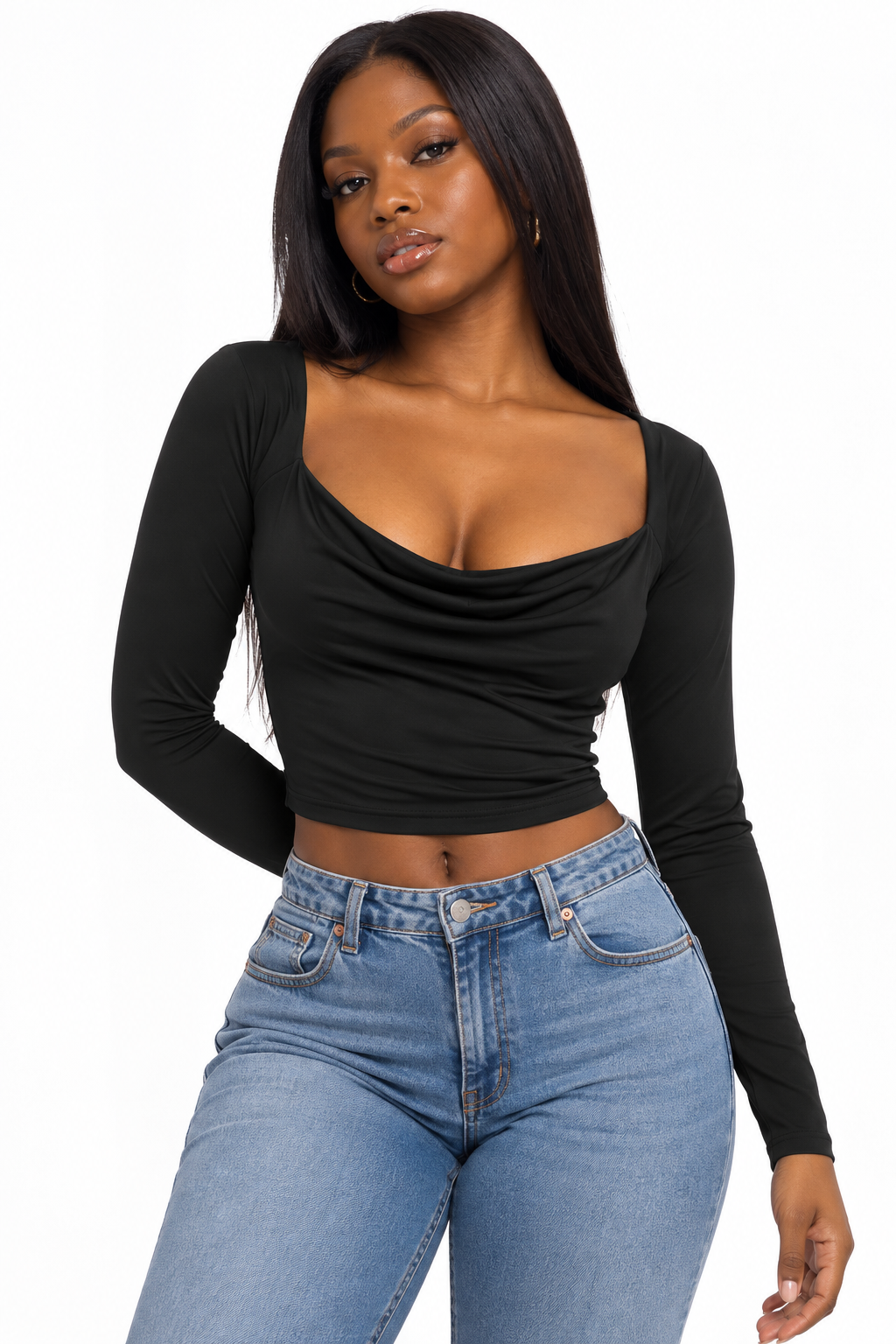 43C992AE-F182-49E0-A486-0EB3D595C30C PrettyLittleThing Scoop Neck Ruched Top - Image 1