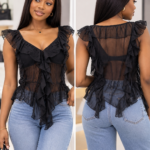 Sheer Chiffon Ruffle Top