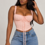 Lace strap bustier top