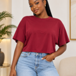Burgundy Boxy Crop Top