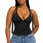 Black Cascade Womens Top