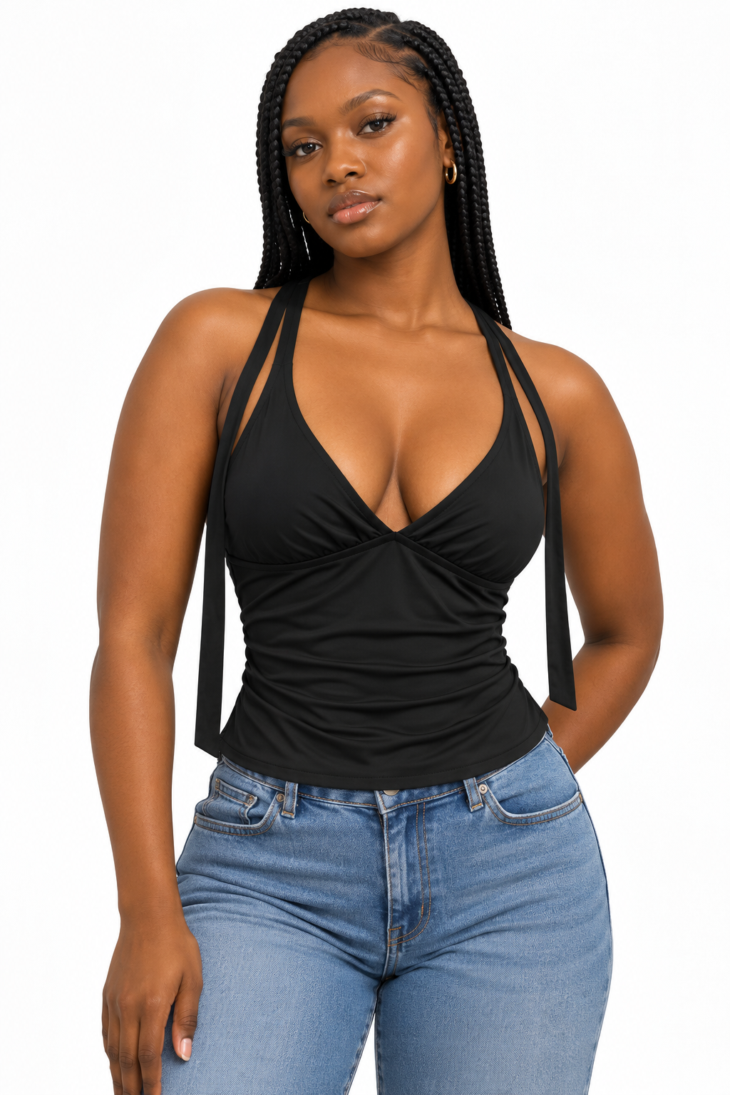 EE894A99-FD04-4E15-AEDE-FE8C451AB7A8 Black Cascade Womens Top - Image 1