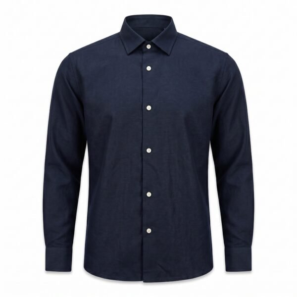 Linen Button-Up Shirt (Navy)