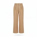 Linen Straight-Leg Trousers (Khaki)